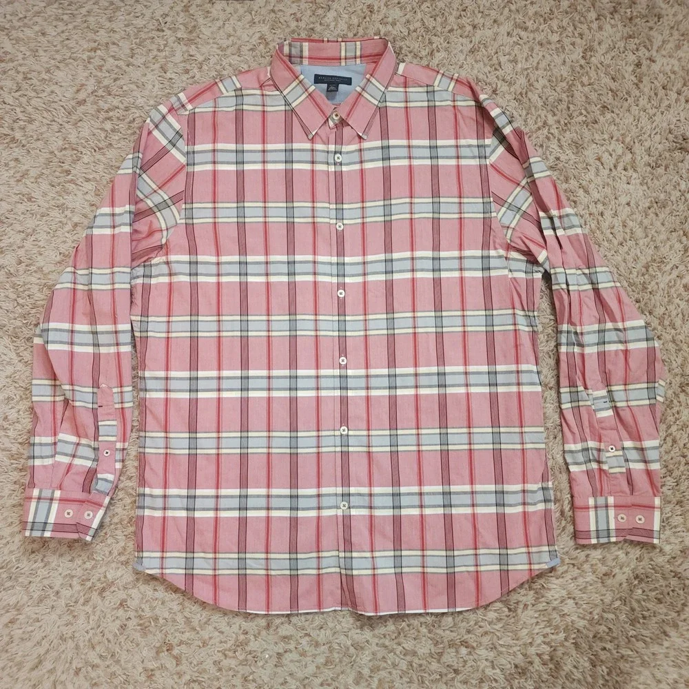 Banana Republic Button Down Shirt Mens XL Red Plaid Soft-Wash Long Sleeve Cotton
